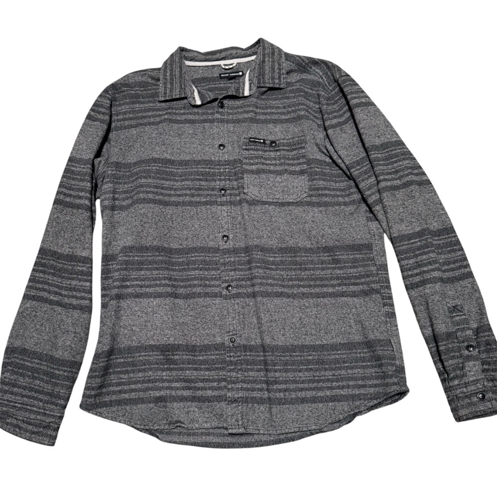 Ocean Current Mens Flannel Shirt Gray striped size XL